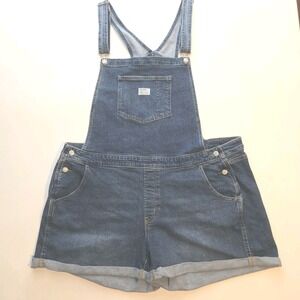 Levi's Two Horse Brand Shortalls Overalls Wms Plus Sz 24W Stone Wash Blue EUC